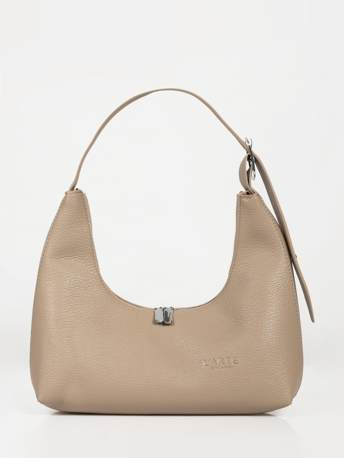 Women's handbag made of faux leather in beige color with dimensions 30x26x13 cm, designed for stylish, everyday use.