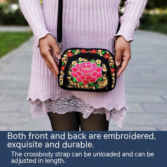 fachgo | Floral Embroidered Crossbody Bag for Women
