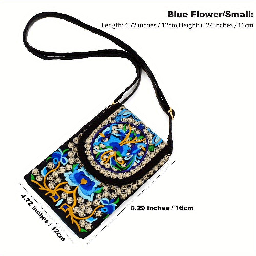 fachgo | Retro Boho Embroidered Phone Bag, Mini Ethnic Travel One Shoulder Bag For Women