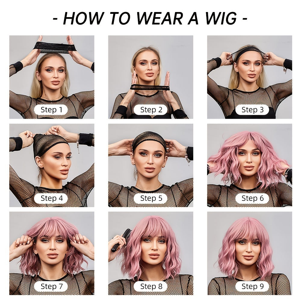 fachgo | Long Wavy Brown Wig - Natural Style Synthetic Wig with Bangs and Curly Hair for Women