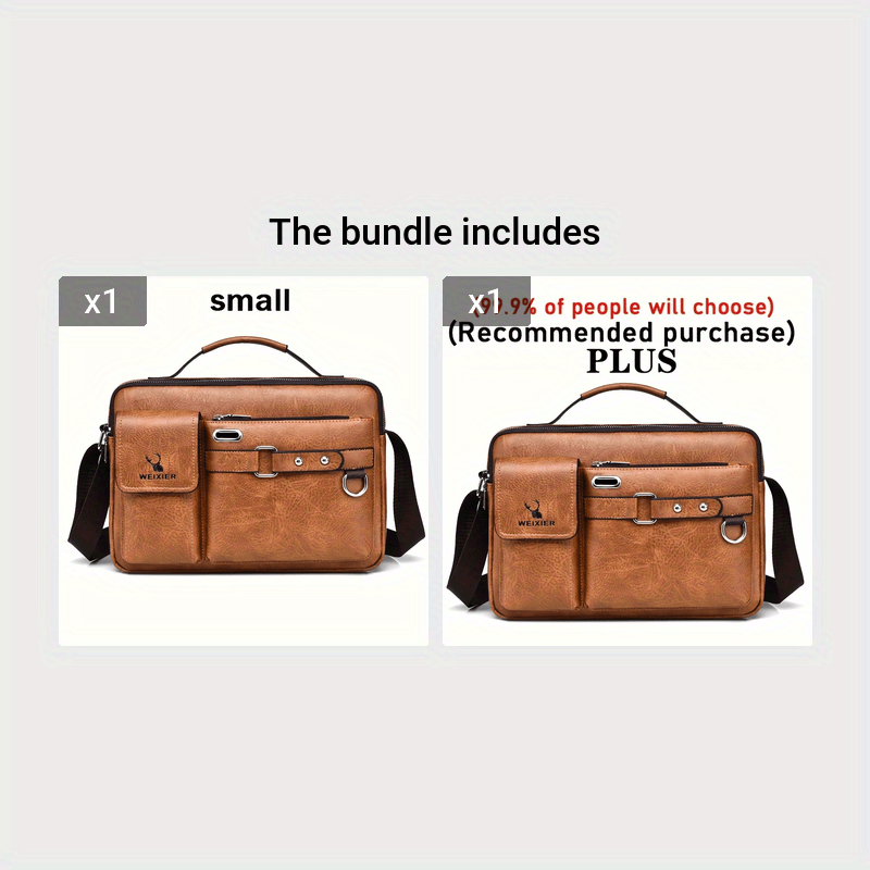 fachgo | WEIXIER Men's Business Crossbody Bag with Adjustable Strap, Golden-Tone Hardware & Multi-Compartment Design - Brown/Tan -like Texture, Golden-Tone Hardware, Compatible with iPhone/ Smartphones - Casual & Formal Office, Travel