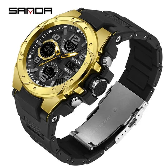fachgo | Sanda 9009 Wholesale Digital Wrist Watch Waterproof Resistant Outdoor Sports Alarm Mode Fashion Analog Digital Smart Watches