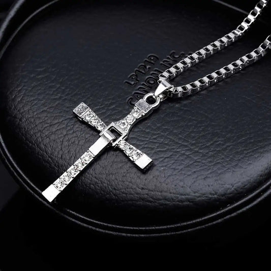 fachgo | Dominic Toretto The Fast and The Furious Celebrity Vin Diesel Item Crystal Jesus Men Cross Pendant Necklace Gift Jewelry