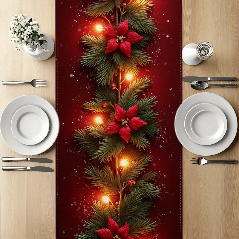 Christmas Fireplace Mantel Scarf Table Runner Xmas Party Decor Kid Favors 2025 Xmas Living Room Navidad Natal New Year Gift 2026