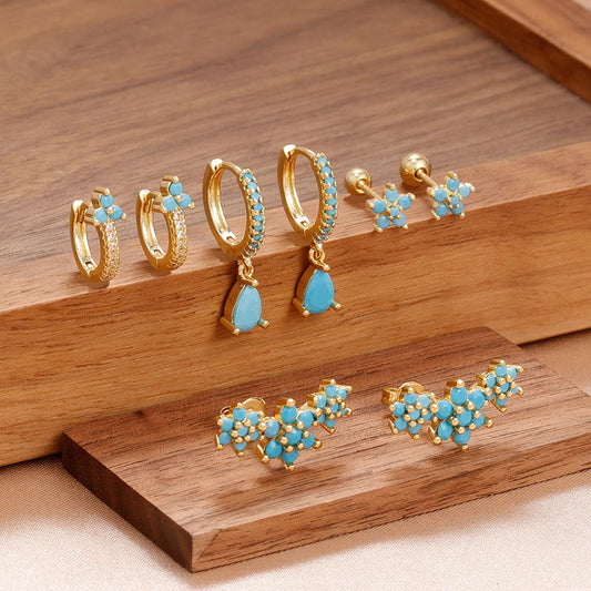 fachgo | 8-Piece Gold-Plated Hoop Earrings Set