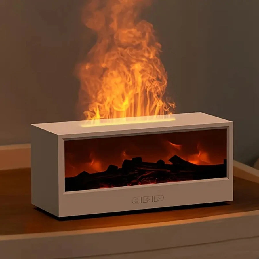 Simulated Fireplace Humidifier, Simulated 3D Flame Aroma Diffuser, with Timed Remote Control of Light Aroma Diffuser