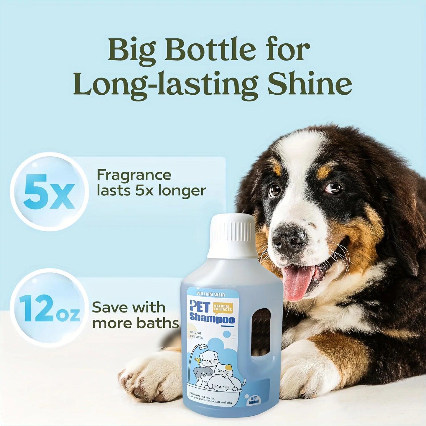 fachgo | Pet Bath Gel,Pet Shampoo,Cat and Dog Bath Gel,Gentle Soothing Formula,Suitable for Cats and Dogs,Cares for Pet Hair Health,500ml