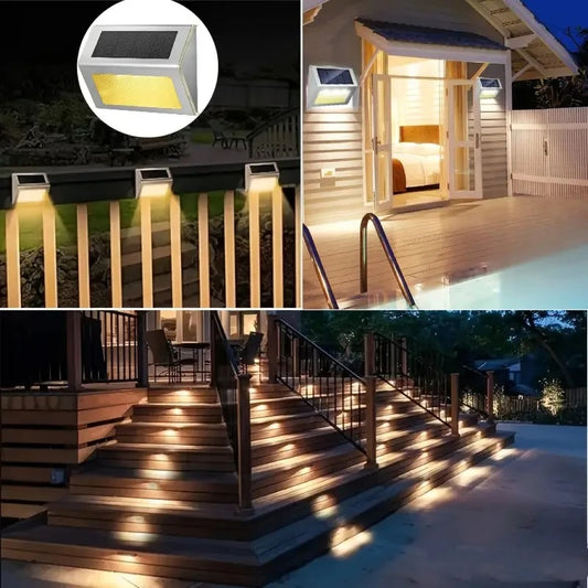 fachgo | 1-12Pack Solar Powered LED Deck Lights LED Solar Lamp Outdoor Stair Lights Stainless Steel for Garden Backyard Patio Wall Fence