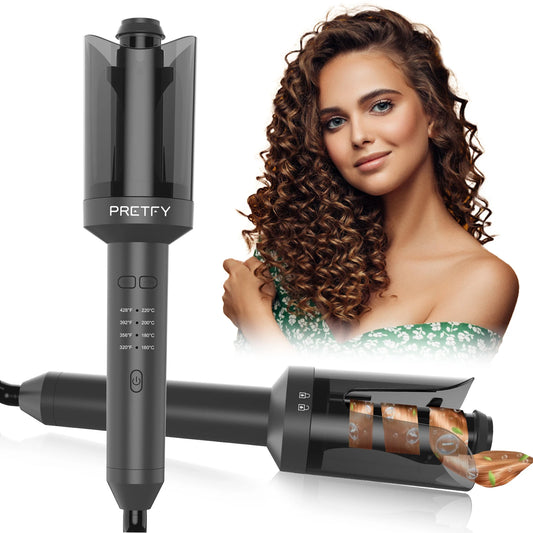 fachgo | US Hair Styling Tool Pretfy Auto Hair Curler Automatic Curling Iron with Rotate Left Right Hair Curling Wand for Hair Styling