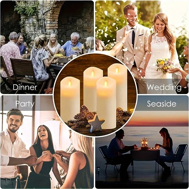 Flameless Candles With Remote, 2/4/6/8H Timer, Outdoor Indoor Waterproof Remote Control Candles Battery Operated,