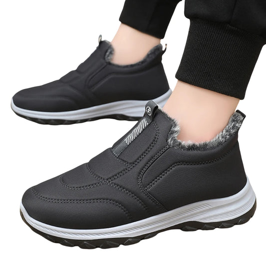 fachgo | Warm Walking Shoes Lightweight Thermal Ankle Boots Non-slip Slip On Sneakers Winter Thick Fur Shoes for Travel Hiking