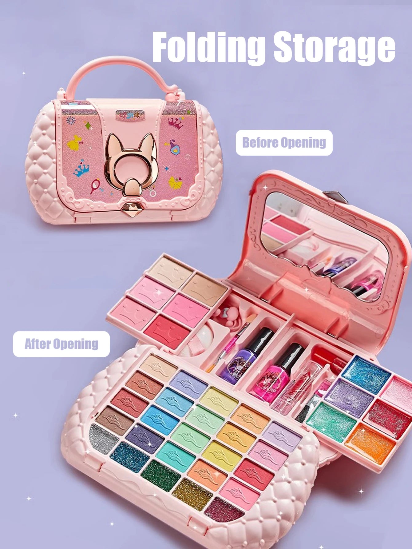 fachgo | Children's cosmetics set, girl's mirror, princess, real washable, pretending to play with beauty toys, non-toxic and safe gift