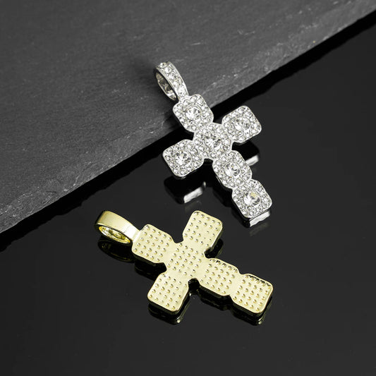fachgo | 2025 New Hip Hop Cross Pendant Necklace Men 4mm Rhinestone Tennis Chain Iced Sparkling Necklace Women Punk Jewelry Fashion Gift
