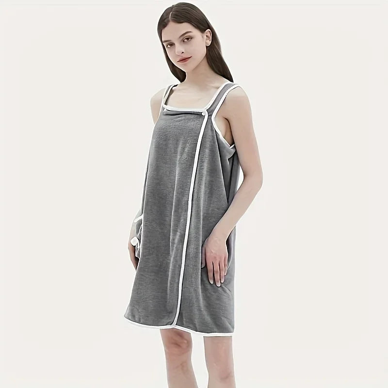 fachgo | Bath Towel Household Women Wearable Wrap Adults Absorb Water Polyester Dry Hair Skirt Long Style Bathroom Washable Bathrobe
