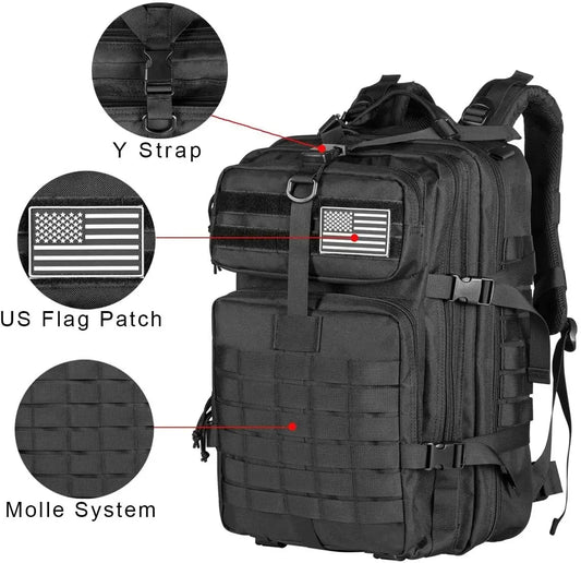 fachgo | 50L Man Tactical Backpacks Outdoor Traveling Bags Outdoor 3P School Pack EDC Molle Pack For Trekking Hunting Bag
