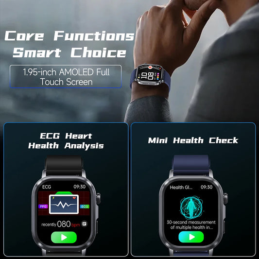 fachgo | New Accurate Blood Pressure Smart Watch Uric Acid ECG+PPG Blood Oxygen Body Analysis Body Fat LED Flashlight smart watches 2025