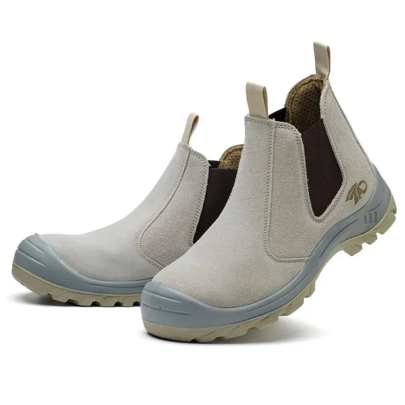 Safety Boots for Men Work Shoes Construction with Steel Toe Slip On Without Laces Welder Welding
