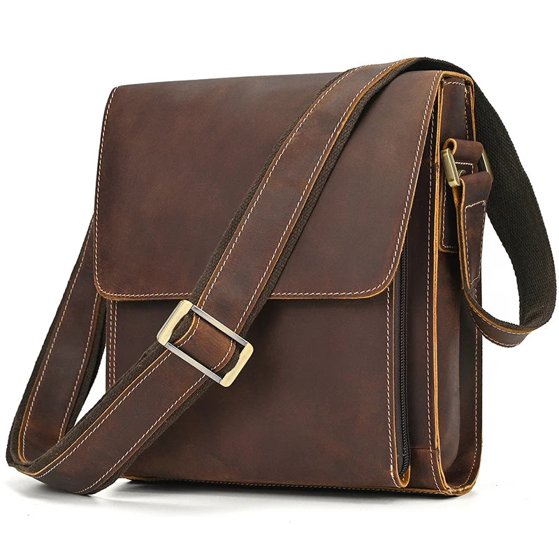 fachgo | High Quality Men's Leather Shoulder Bag Genuine Leather Crossbody Bags For Male Messenger Bags Vintage Sling Bags Man Bags 2024