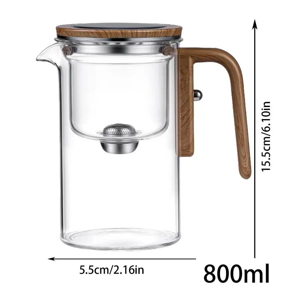 fachgo | 1 Set Glass Teapot With Infuser One Click Magnetic SwitchTea Separation Filtration Glass Tea Pot Drip-Free Spout Tea Pot