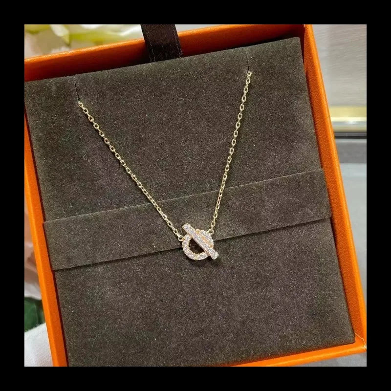 fachgo | Diamond Letter Pendant Necklace for Women