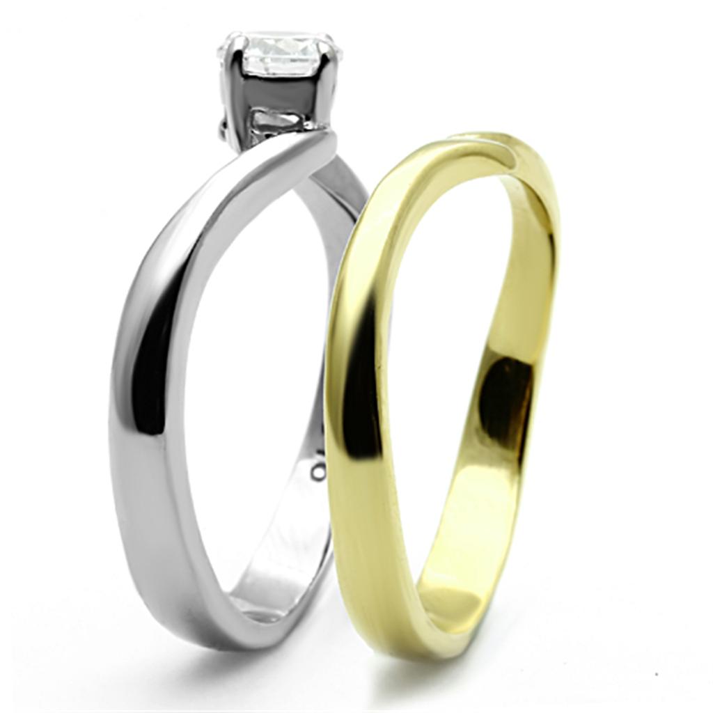 fachgo | TK1092 - Two-Tone IP Gold (Ion Plating) Stainless Steel Ring with AAA