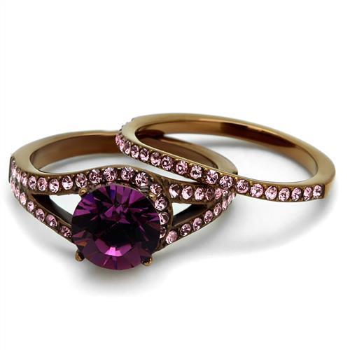 fachgo | TK2745 - IP Coffee light Stainless Steel Ring with Top Grade Crystal