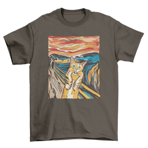 fachgo | The Scream parody cat t-shirt