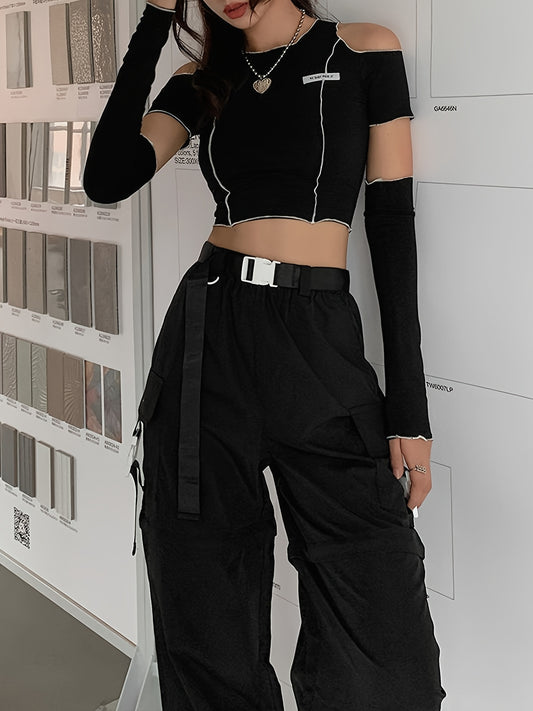 fachgo | Women’s Off-Shoulder Long Sleeve T-Shirt