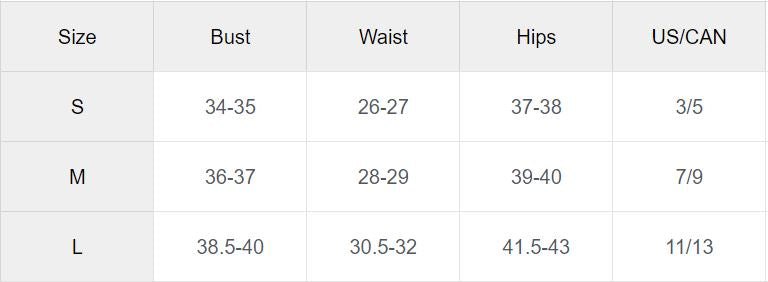 Size chart for Mesh Contrast Sets Casual Sports Strappy Sleeve Top & Leggings BLACK including bust, waist, hips, and US/CAN sizes.