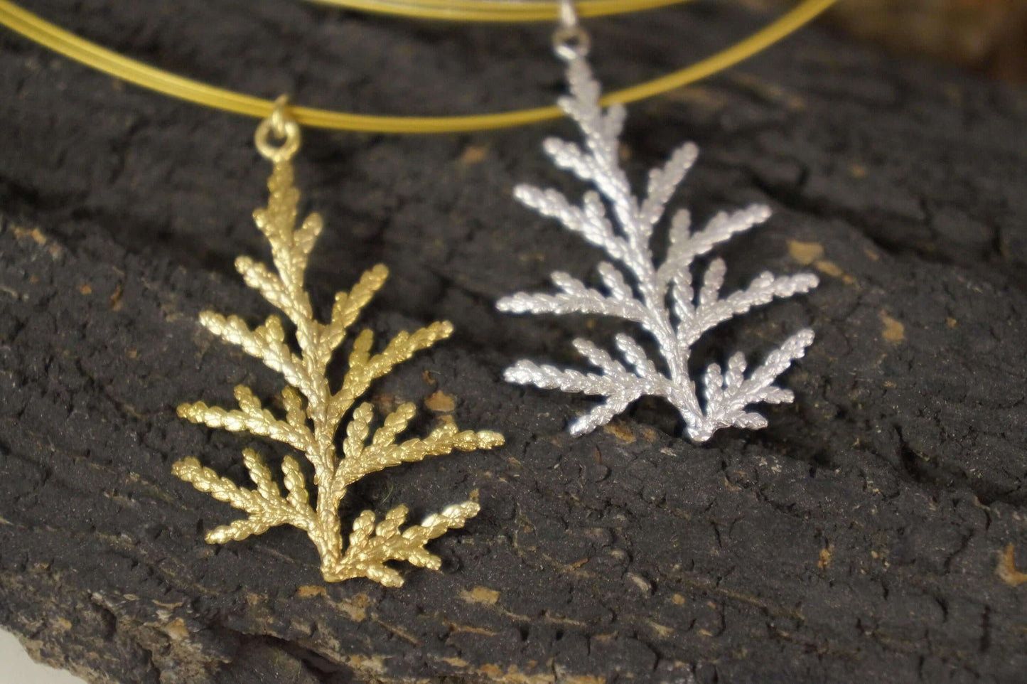 fachgo | Cypress Leaf Necklace – Gold Plated Sterling Silver Pendant | Nature