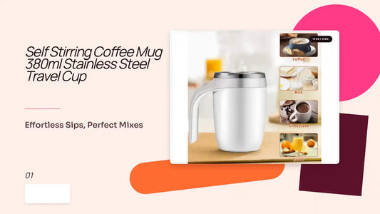 Self Stirring Coffee Mug 380ml Stainless Steel Travel Cup by@Outfy