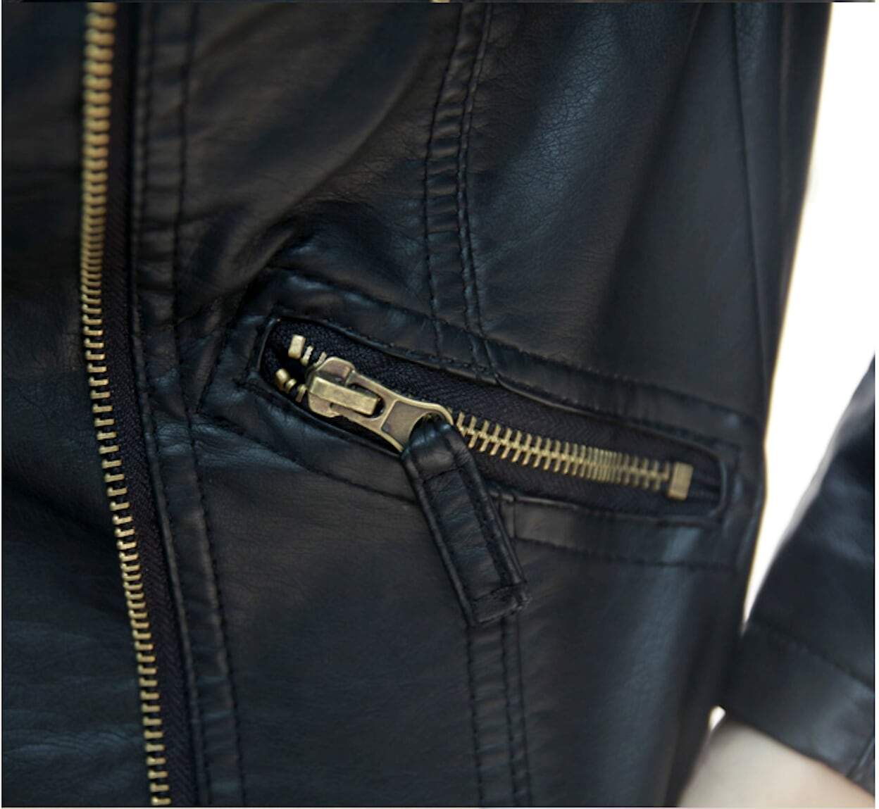 fachgo | Womens Cropped Vegan Leather Jacket