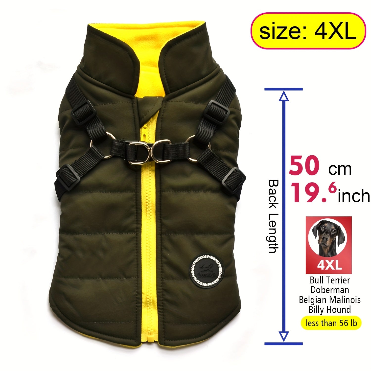fachgo | Warm Padded Dog Vest with Harness for Small And Medium Dogs - Red Coat for Extra Comfort And Security Christmas Gift