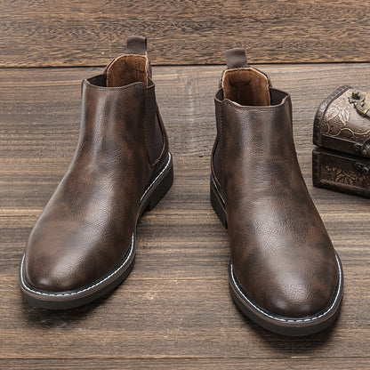 fachgo | [Brown Chelsea Boots] Brown Men's Chelsea Ankle Boots | Size 40-46, Pointed Toe, TPR Sole, Faux Cover with Black Elastic Band | Ideal for Casual Wear and Vacation