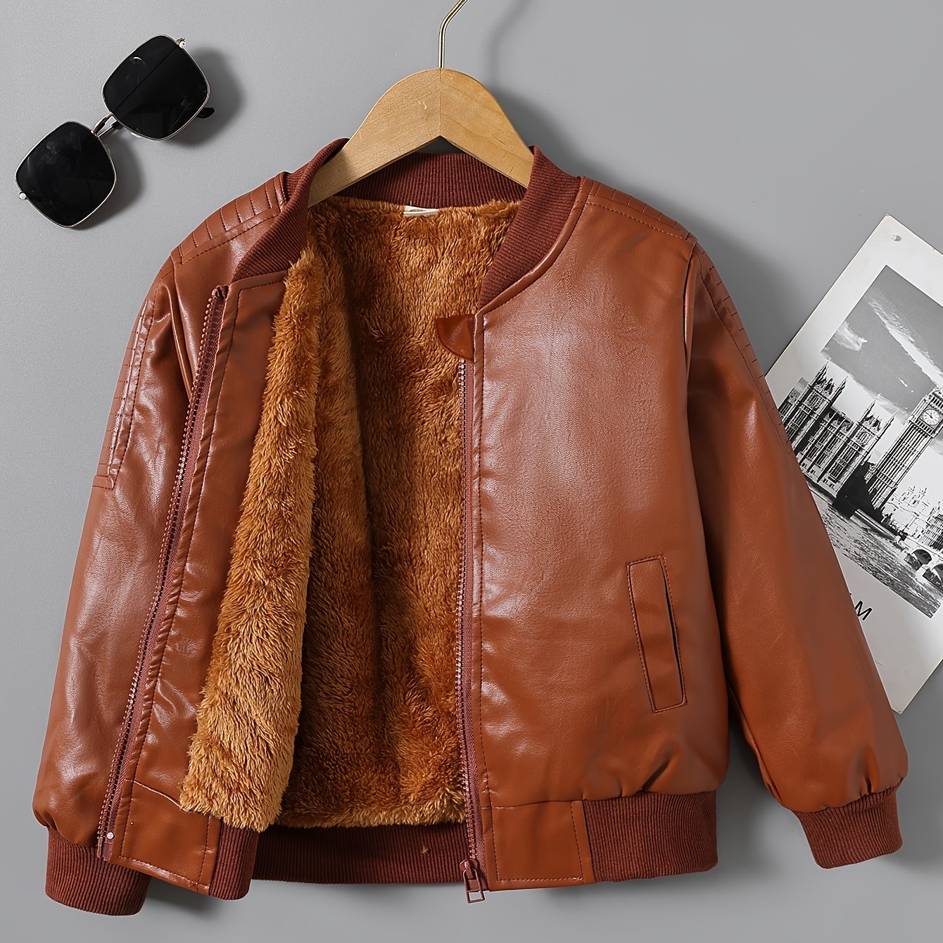 fachgo | 2025 Autumn Winter New Boys' -Lined Zip-Up Jacket