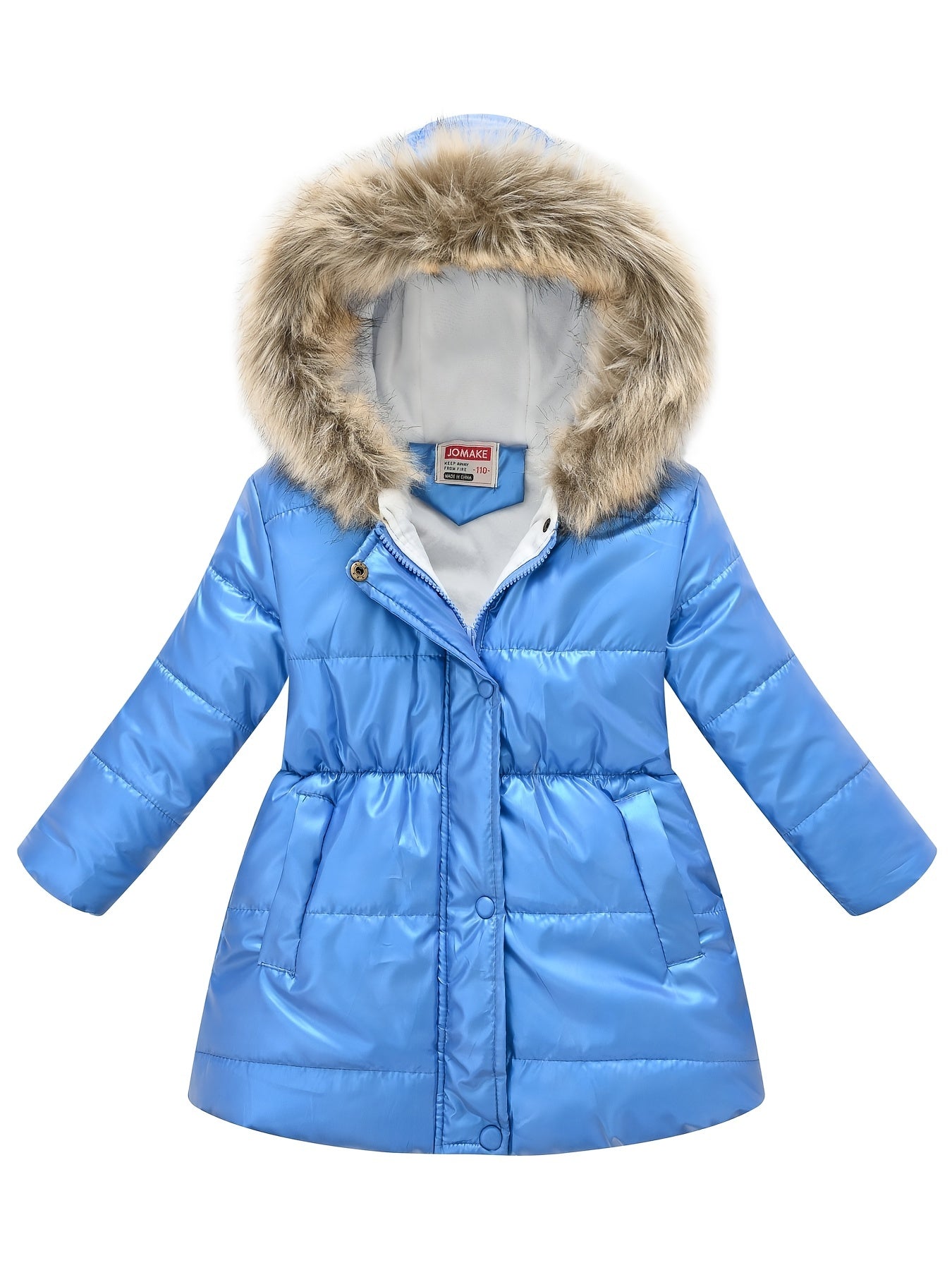 fachgo | Children's Winter New Style Thickened Glossy Hooded Jacket for Boys and Girls, Mid-Length