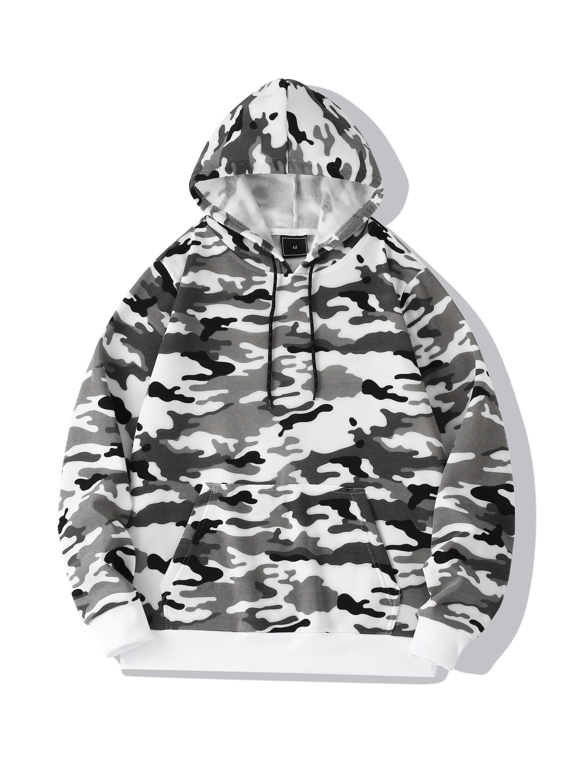 fachgo | [Camouflage Sweatshirt] Autumn Winter Hooded Men's Camouflage Loose Pullover Fleece Sweatshirt | Fleece, Hooded