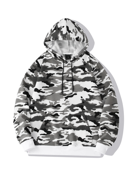 fachgo | [Camouflage Sweatshirt] Autumn Winter Hooded Men's Camouflage Loose Pullover Fleece Sweatshirt | Fleece, Hooded