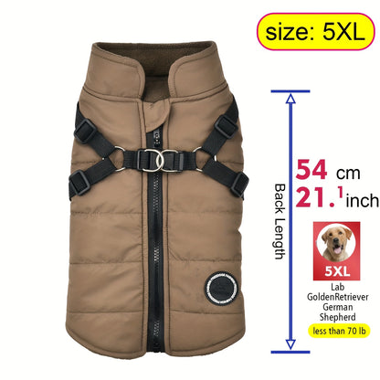 fachgo | Warm Padded Dog Vest with Harness for Small And Medium Dogs - Red Coat for Extra Comfort And Security Christmas Gift
