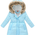 Girls Hooded Puffer Jacket – Warm Quilted Winter Coat with Faux Fur Hood