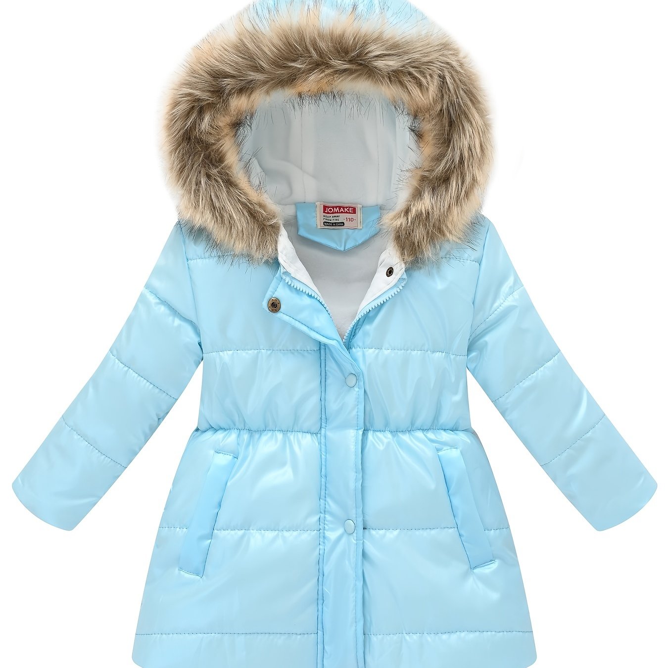 fachgo | Children's Winter New Style Thickened Glossy Hooded Jacket for Boys and Girls, Mid-Length