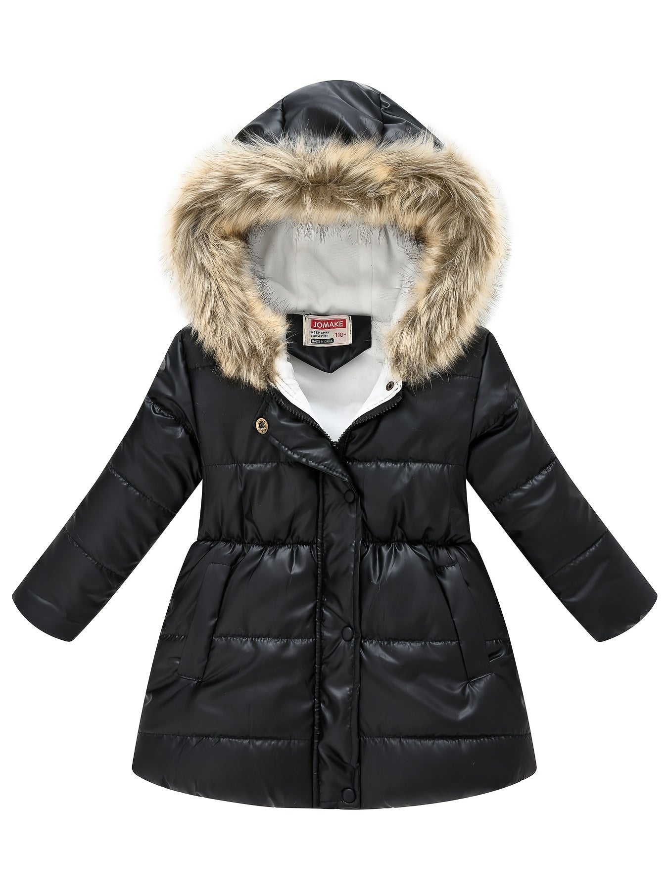 fachgo | Children's Winter New Style Thickened Glossy Hooded Jacket for Boys and Girls, Mid-Length