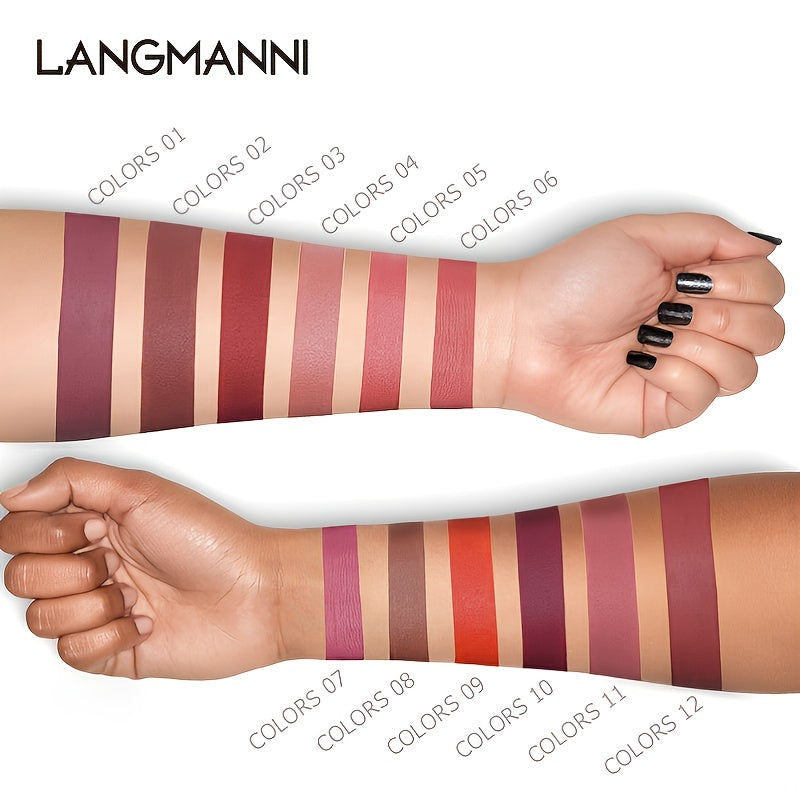 fachgo | 12 Colors Waterproof Long Lasting Lipstick, Natural Matte Sexy Moist Lip Gloss Nude Glitter Beauty Red Lip Tint for Valentine's Day Gifts and Music Festival