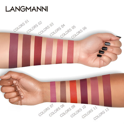 fachgo | 12 Colors Waterproof Long Lasting Lipstick, Natural Matte Sexy Moist Lip Gloss Nude Glitter Beauty Red Lip Tint for Valentine's Day Gifts and Music Festival