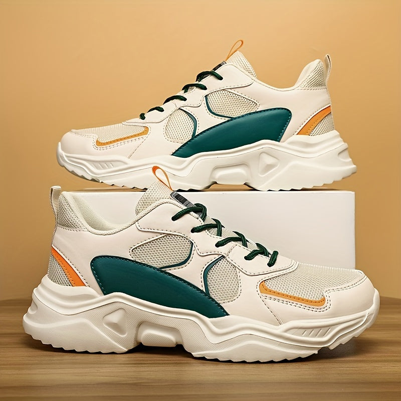 fachgo | Men's Fashion Platform Sneakers - Casual Athletic Dad Shoes, Height-Increasing Breathable Mesh, Anti-Slip EVA Sole, Suitable for Running and Outdoor Activities, Thick-Soled Walking Shoes