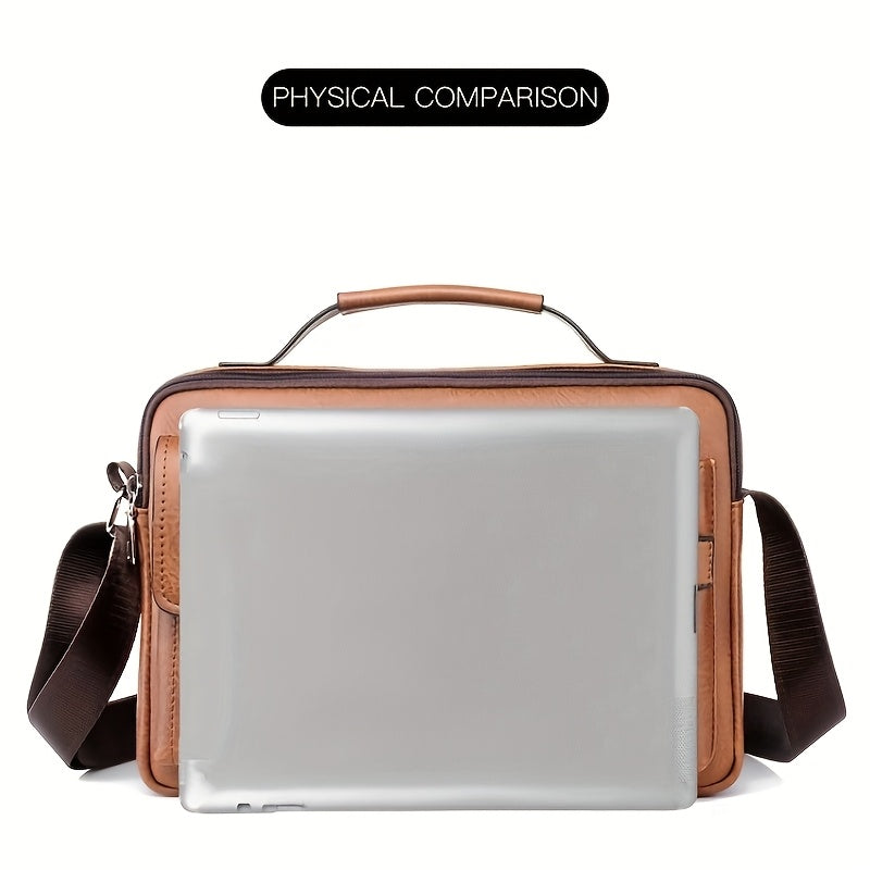 fachgo | WEIXIER Men's Business Crossbody Bag with Adjustable Strap, Golden-Tone Hardware & Multi-Compartment Design - Brown/Tan -like Texture, Golden-Tone Hardware, Compatible with iPhone/ Smartphones - Casual & Formal Office, Travel
