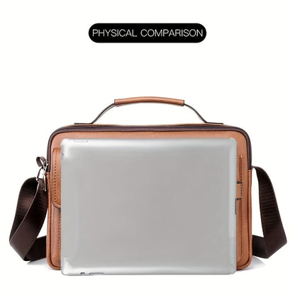 fachgo | WEIXIER Men's Business Crossbody Bag with Adjustable Strap, Golden-Tone Hardware & Multi-Compartment Design - Brown/Tan -like Texture, Golden-Tone Hardware, Compatible with iPhone/ Smartphones - Casual & Formal Office, Travel