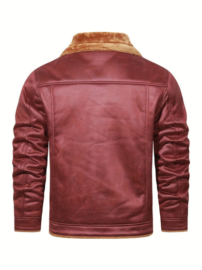 fachgo | H01 Faux Fur Coat Composite Plush Thickened Warm Men's Jacket