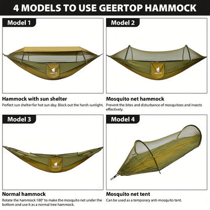 fachgo | GEERTOP 3in 1 Outdoor Hammock with Mosquito Net Sun Shelter, Double Sleep Rest Camping Hammock for Backpacking Travel Garden Park