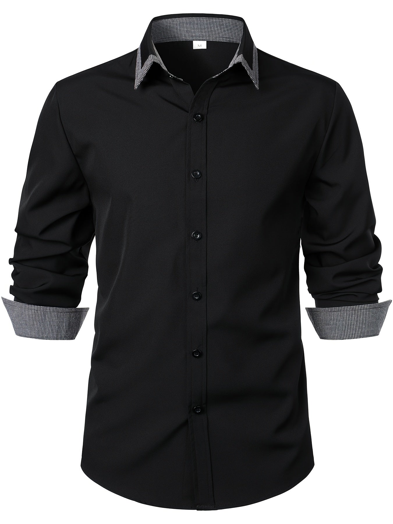 fachgo | Men'S Color-Blocked Checkered Casual Long-Sleeve Shirt